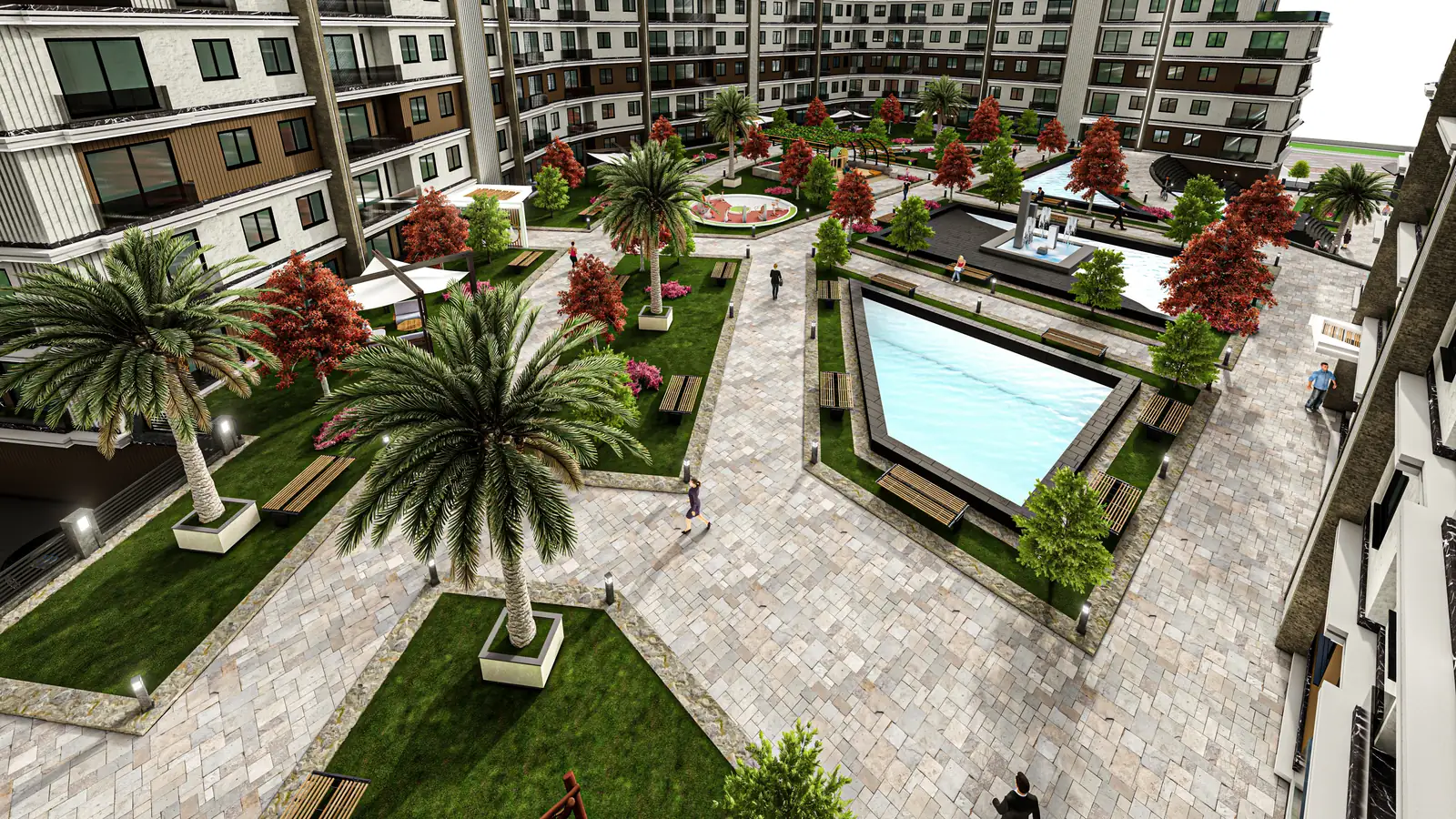 6.000 m² peyzaj, blokların arasında